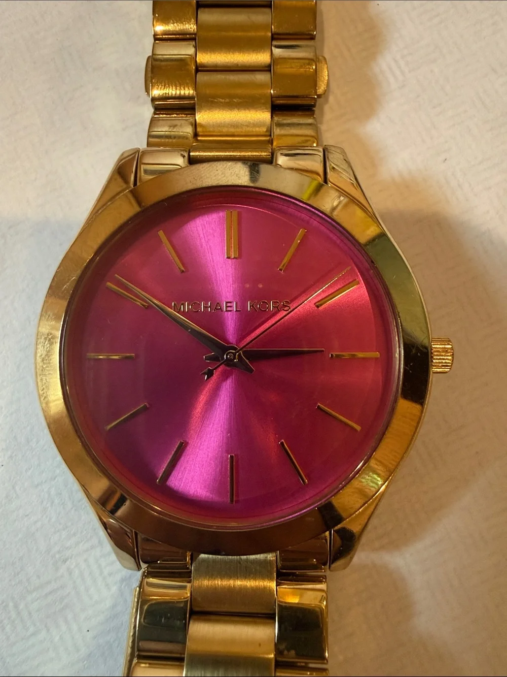 Gold Bracelet Watch with Pink Dial - Women Accessories